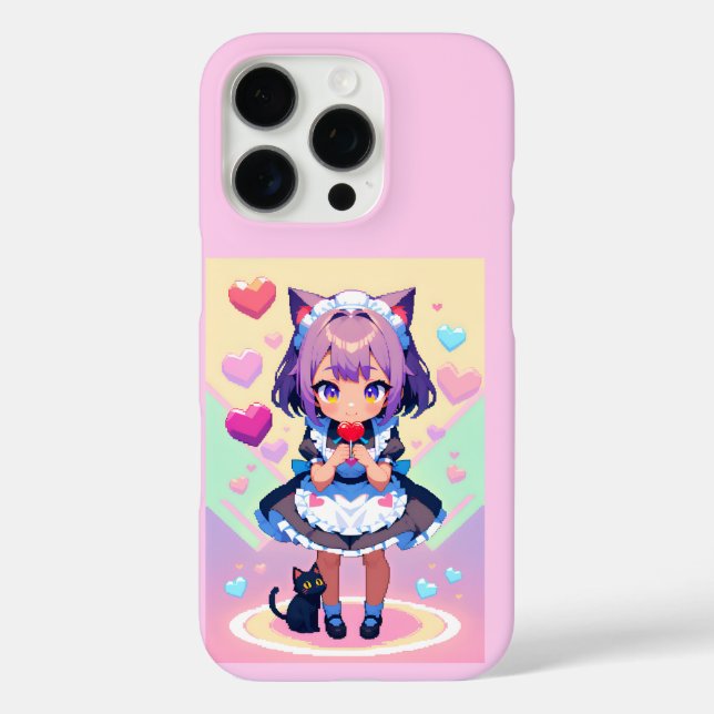 Coques Case-Mate iPhone Neko maid style anime pixel style (Verso)
