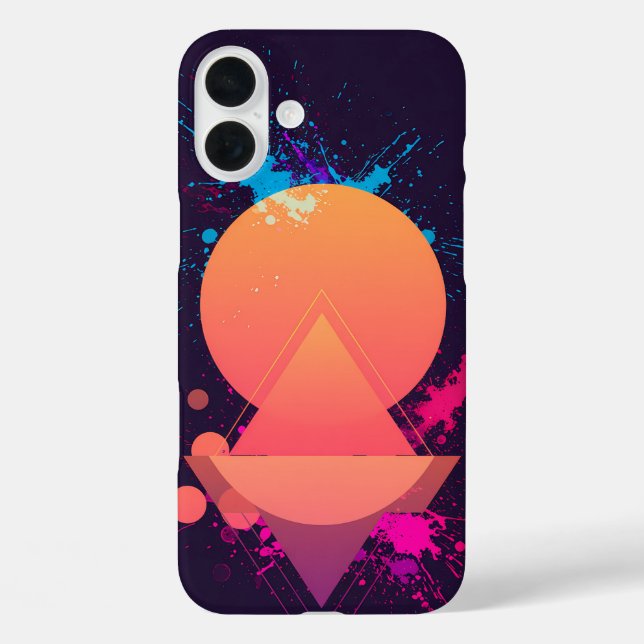 Coques Case-Mate iPhone Neon Abstract Geometric Splash Retro Futuristic  (Verso)