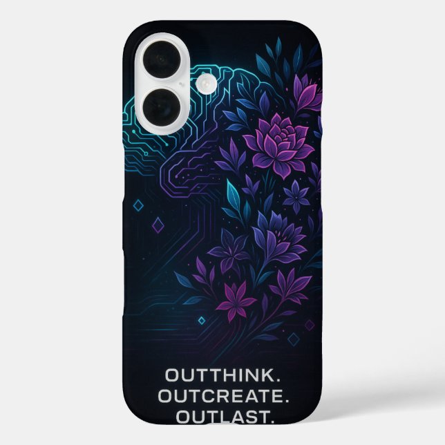 Coques Case-Mate iPhone Neon Brain Bloom iPhone 16 Case – Outthink. Outcre (Verso)