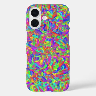 Coque Pour iPhone 16 Neon Bright Rainbow Confetti Abstrait