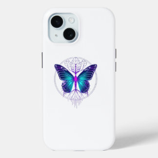 Coque Pour iPhone 15 Neon Cyberpunk Butterfly Sticker – Aesthetic Futur
