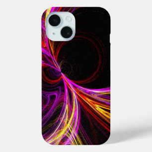 Coque Pour iPhone 15 néon électrique cool jaune fuschia violet abstrait