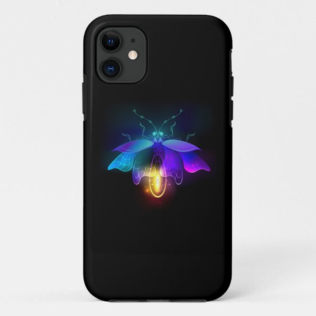 Coques Case-Mate iPhone Neon Firefly sur noir (Dos)