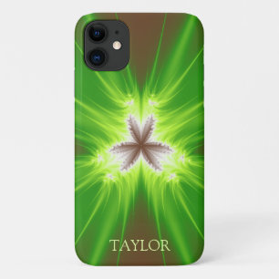 Case-Mate iPhone Case Néon moderne Vert Brown Fractage avec nom