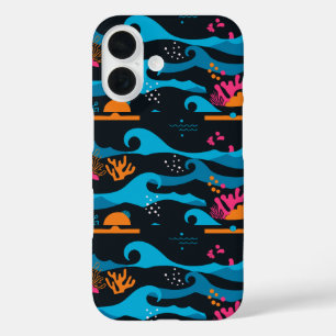 Coque Pour iPhone 16 Neon Ocean Abstrait