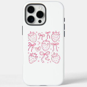 Coques iPhone 16 Pro Max Neon Pink Fraises et vaches Kawaii Design