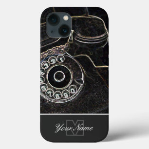 Case-Mate iPhone Case Neon-Pop-Art vieux téléphone rétro avec Monogram!