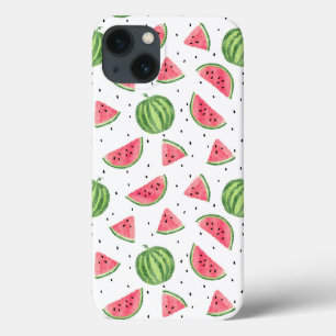 iPhone 13 Case Neon Watercolor Watermelons Pattern