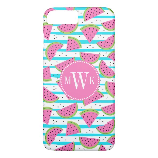 Coques Case-Mate iPhone Neon Watermelon on sur Stripes Motif (Dos)