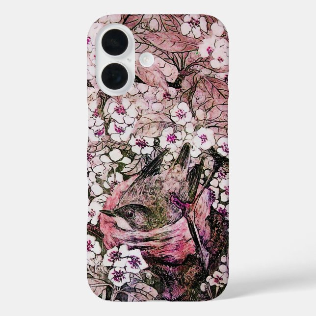 COQUES Case-Mate iPhone NEST D'OISEAU, ARBRE AVEC FLEURS DE PRINTEMPS ROSE (Verso)