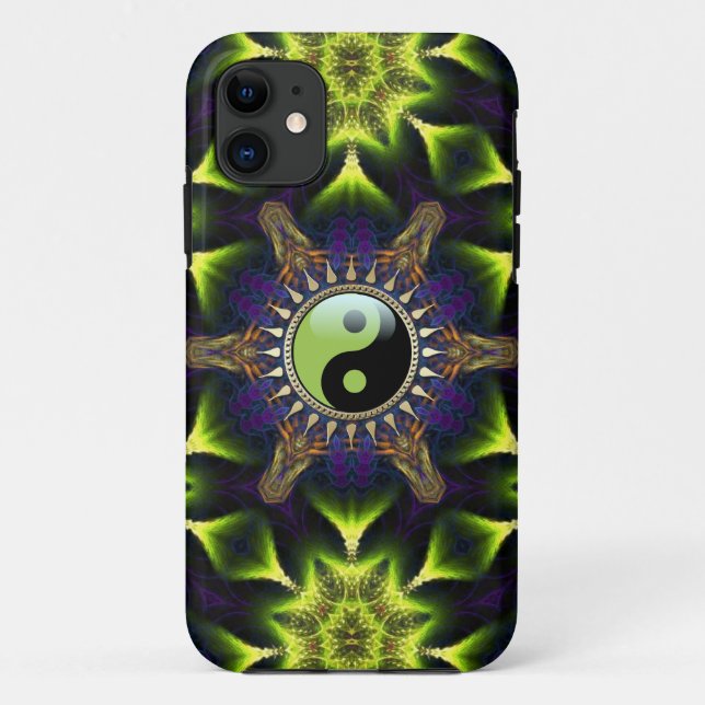 Coques Case-Mate iPhone New Age Green Yin Yang Hexagon Neon Fractals (Dos)