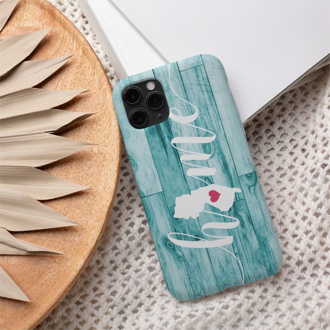 Coques Case-Mate iPhone New Jersey Home State Turquoise Wood Look (Créateur téléchargé)