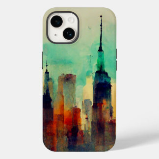 Coque Pour iPhone 14 New York City Sky Line - Couleur de l'eau