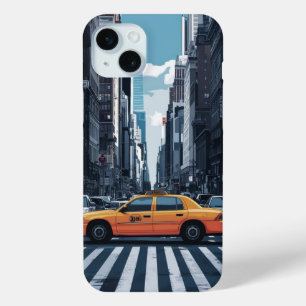 Coque iPhone 15 Mini New York City Taxi Jaune Street Life