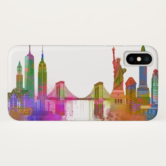 Coques Case-Mate iPhone New York Skyline - Arc en ciel (Dos (Horizontal))