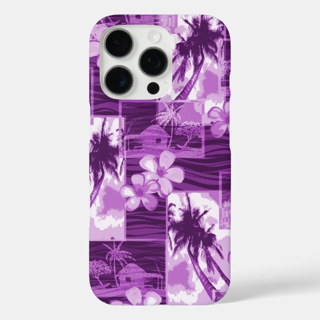 Coques Case-Mate iPhone Niihau Island Plumeria Hawaii Palm Tree Violet (Verso)