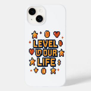 Coque Pour iPhone 14 "Niveau vers le haut de votre vie" - Pixel Art Mot