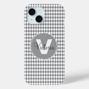 Coque Pour iPhone 15 Niveaux de gris du tableau de bord avec nom de mon