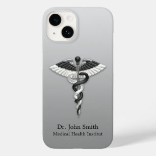 Coque Pour iPhone 14 Noble Médicale Classy Élégant noir blanc Caduceus