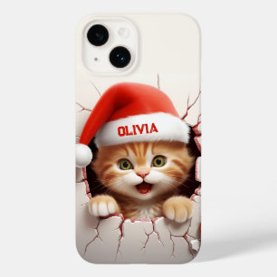 Coque Pour iPhone 14 Noël à Kitten 3D