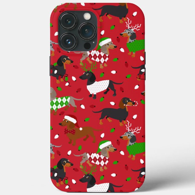 Coques Case-Mate iPhone Noël Dachshund Tous les manteaux (Verso)