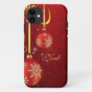 Coque iPhone 11 Noël Damas rouge