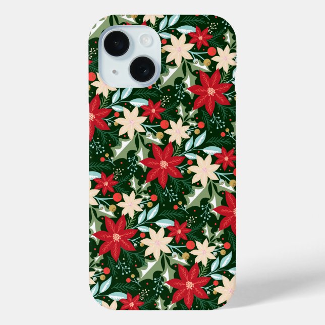 Coques Case-Mate iPhone Noël de fête de Poinsettia (Verso)