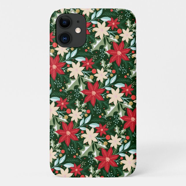 Coques Case-Mate iPhone Noël de fête de Poinsettia (Dos)