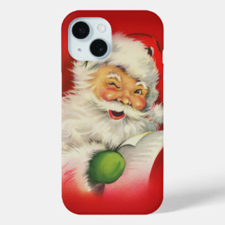 Coque Pour iPhone 15 Noël du Père Noël vintage