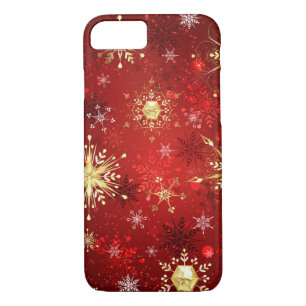 Case-Mate iPhone Case Noël Golden Snowflakes sur Arrière - plan rouge