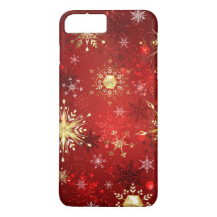 Case-Mate iPhone Case Noël Golden Snowflakes sur Arrière - plan rouge