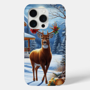 Coque iPhone 15 Pro Noël/Hiver Deer Lodge
