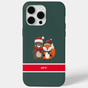 Coque iPhone 15 Pro Max Noël/hiver Mignonne Ours et renard