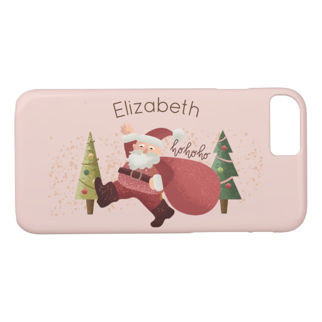 Coques Case-Mate iPhone Noël Jolly Père Noël mignonne rose Vacances (Dos (Horizontal))