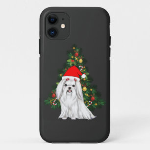 Case-Mate iPhone Case Noël maltais, Noël Chien maltais de Noël avec chap