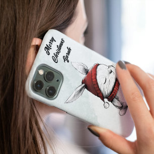 Coque Pour iPhone 16 Noël mignon lapin Casquette rouge