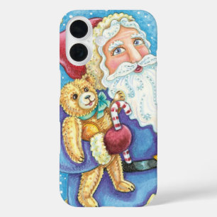 Coque Pour iPhone 16 Noël mignon, le Père Noël sur Snowball avec jouets