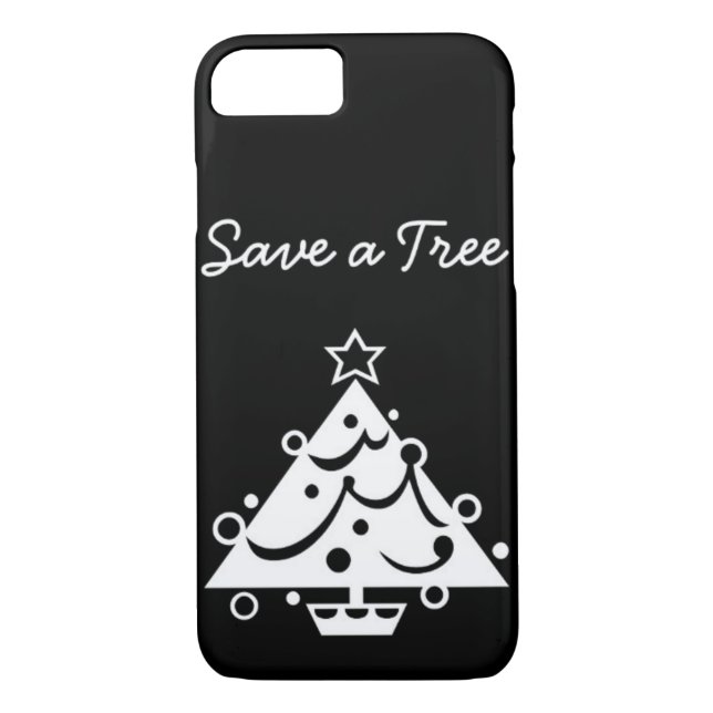 Coques Case-Mate iPhone Noël noir et blanc Sauvez l'arbre (Dos)