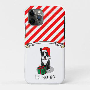 Case-Mate iPhone Case Noël Père Noël Boston Terrier (noir) mignonne