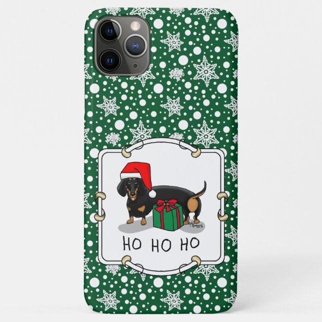 Coques Case-Mate iPhone Noël Père Noël Dachshund (S noir & tan) mignonne (Dos)