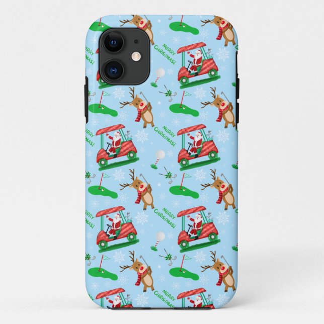 Coques Case-Mate iPhone Noël Père Noël Golf avec Motif de rennes (Dos)