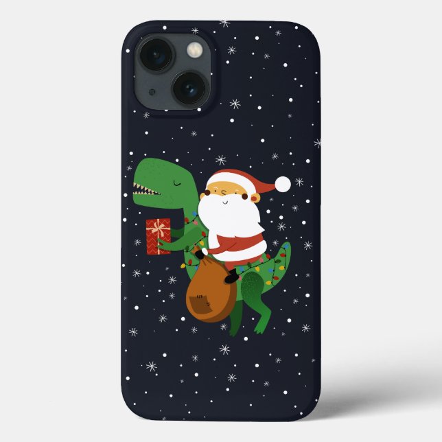 Coques Case-Mate iPhone Noël Père Noël T-rex Dinosaur Sleigh (Verso)
