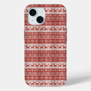 Coque Pour iPhone 15 Noël Tricot Rouge
