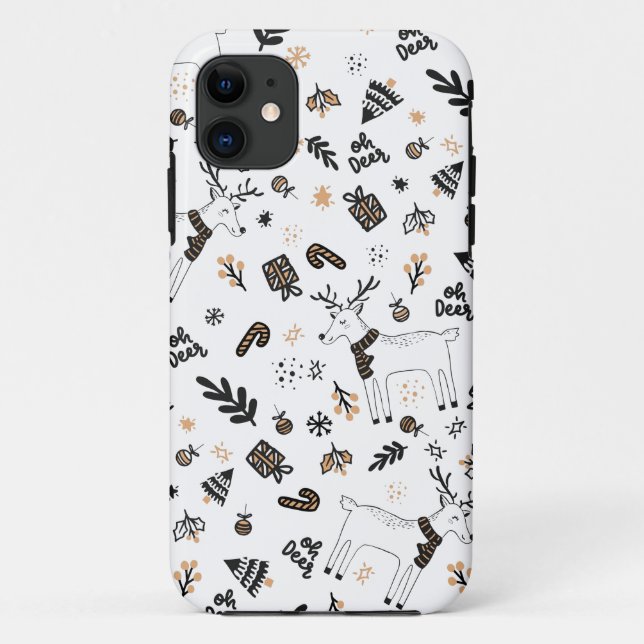 Coques Case-Mate iPhone Noël Vacances Oh Deer Reindeer SeamlessPatte (Dos)