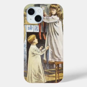 Coque Pour iPhone 15 Noël victorien, Bas de Noël pour enfants