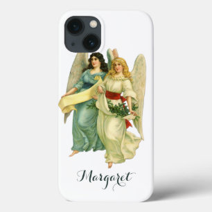 iPhone 13 Coque Noël vintage, anges victoriens angéliques