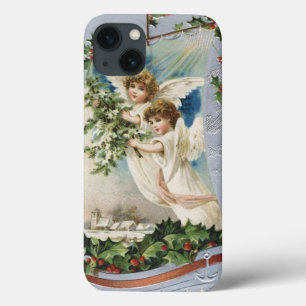 iPhone 13 Coque Noël vintage, Anges victoriens en voilier