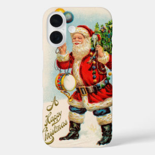Coque Pour iPhone 16 Noël vintage, Ballons du Père Noël victorien
