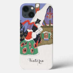 iPhone 13 Coque Noël vintage, Couple victorien à la fête