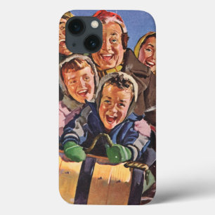 Etui iPhone Case-Mate Noël vintage, famille heureuse en traîne sauvage